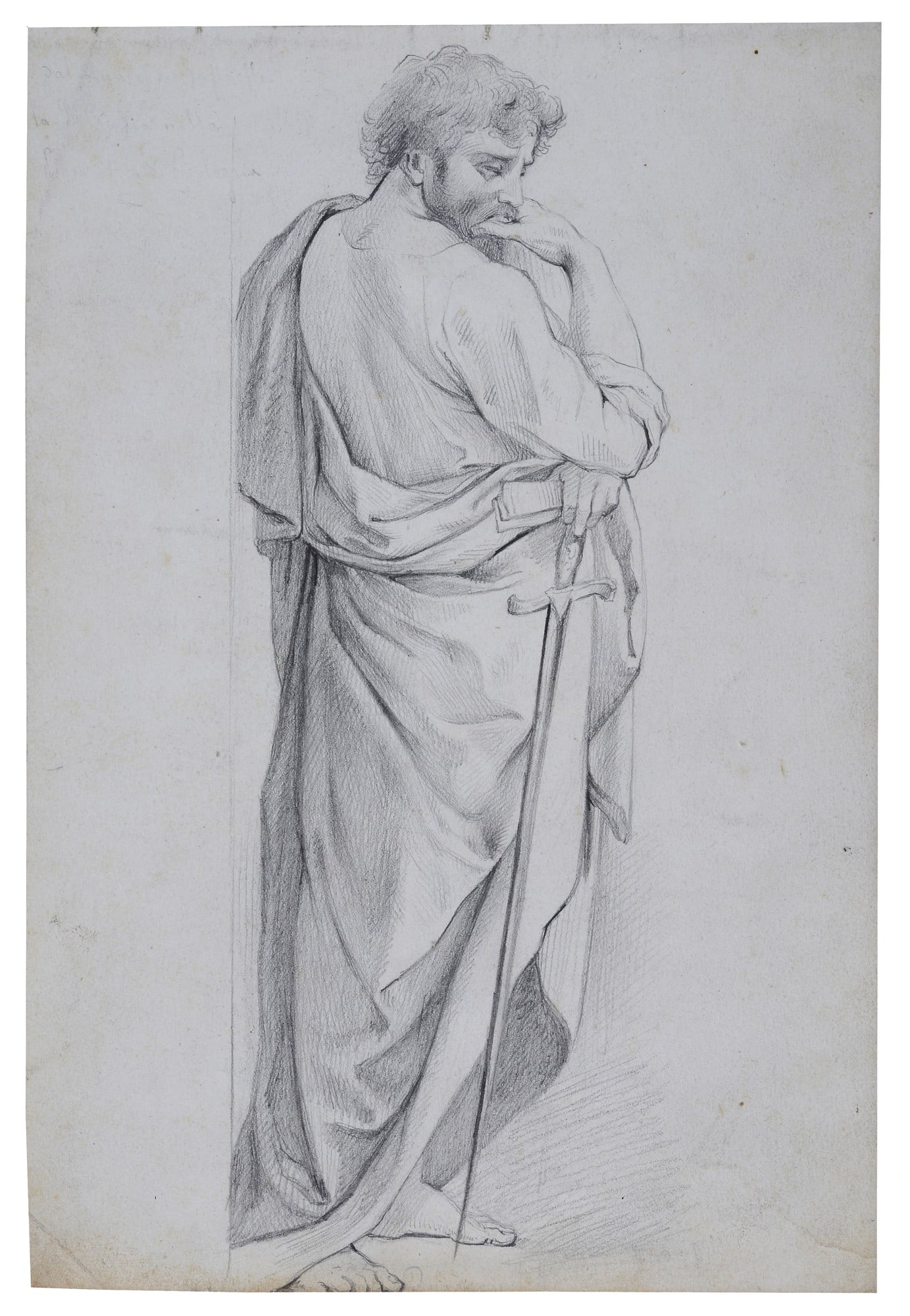 Anonimo, XIX sec. - San Paolo (da Raffaello): Matita su carta, cm. 23,5x16.
