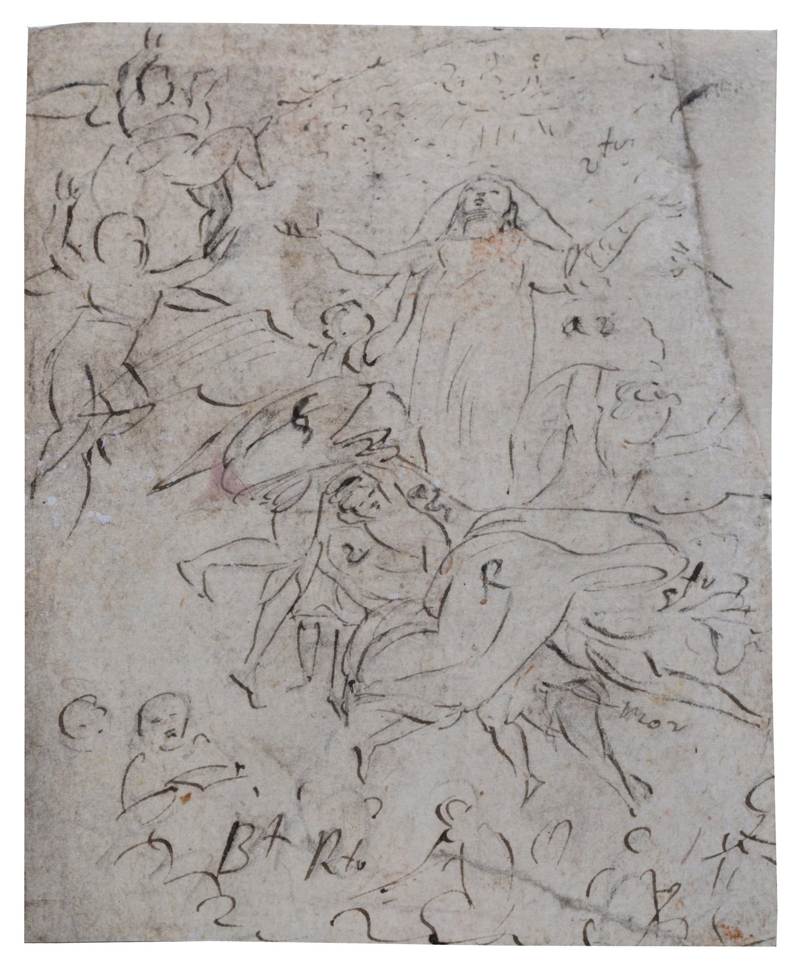 Scuola Italia Settentrionale, XVII sec. - Assunzione della Vergine: Inchiostro su carta, cm. 10,5x8,5.