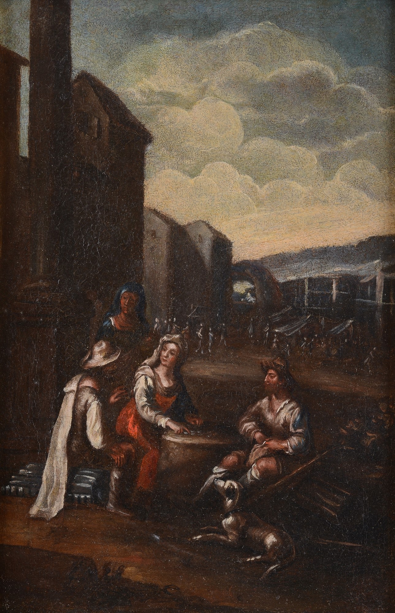 Anonimo, XVII sec. - Figure al pozzo: Olio su tela, cm. 58,5x38,5.