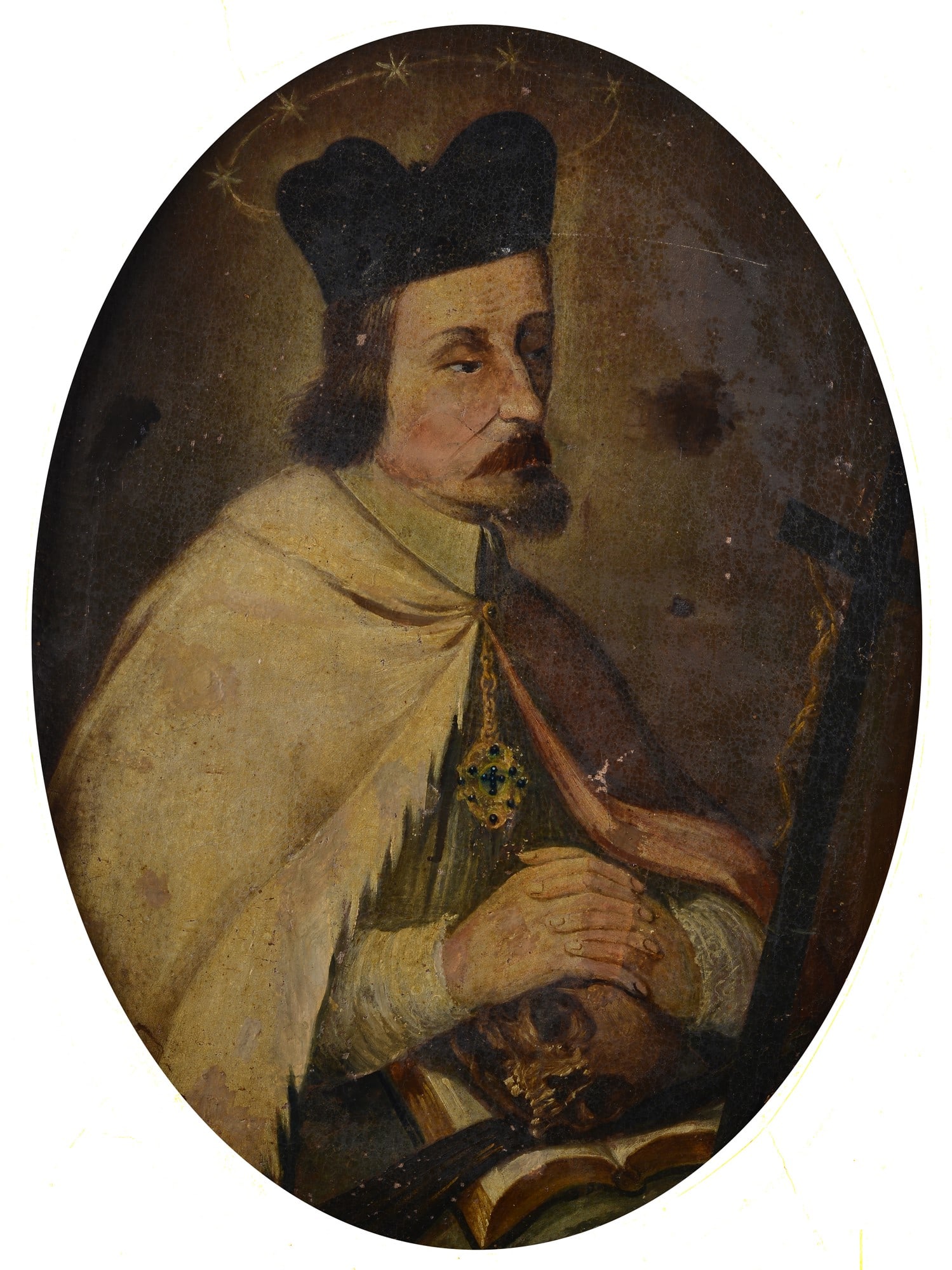 Anonimo, XVII sec. - San Giovanni Nepomuceno: Olio su tela, cm. 78x57 (ovale).