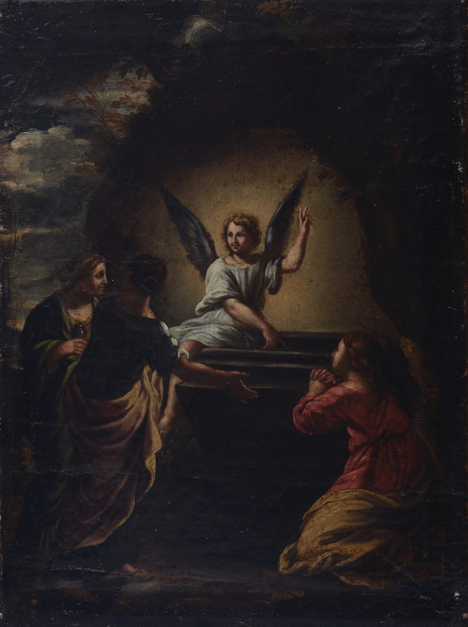 Scuola Emiliana, XVII sec. - Le Pie donne al sepolcro: Olio su tela, cm. 48,5x36.