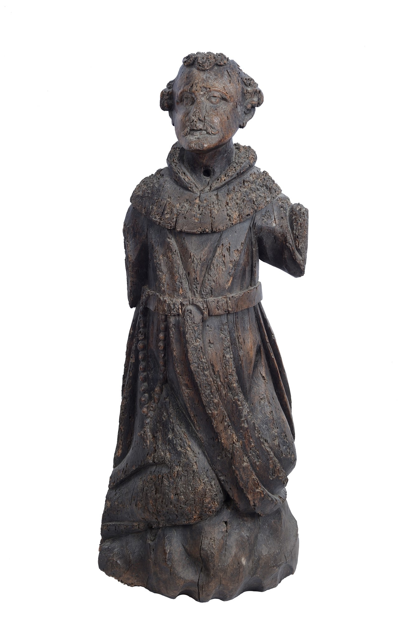 San Francesco: Scultura in legno. XV-XVI sec. cm. 80x33x15.