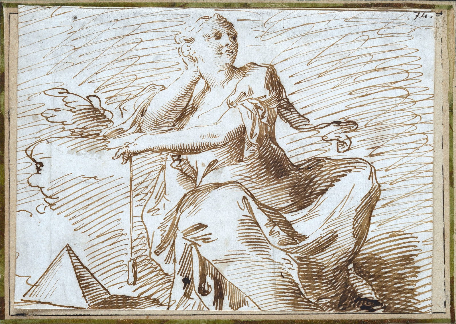 Pietro Novelli detto il Monrealese (Monreale, 1603 - Palermo, 1647) - Allegoria dell'Architettura: Penna, inchiostro e matita su carta vergellata, cm. 12,3x17. L'opera ? accompagnata dall'expertise della Dott.ssa Maria Cecilia Fabbri, in data 14 aprile 2021