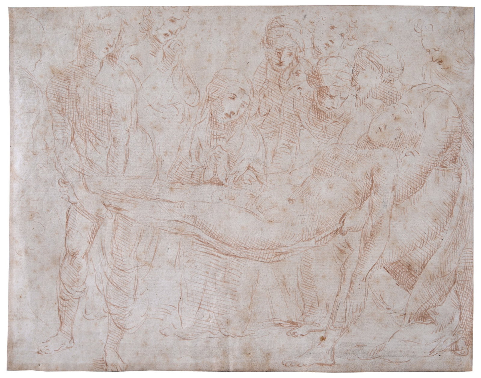 Scuola Romana, XVI sec. - Deposizione (da Raffaello): Inchiostro su carta, cm. 19,5x25.