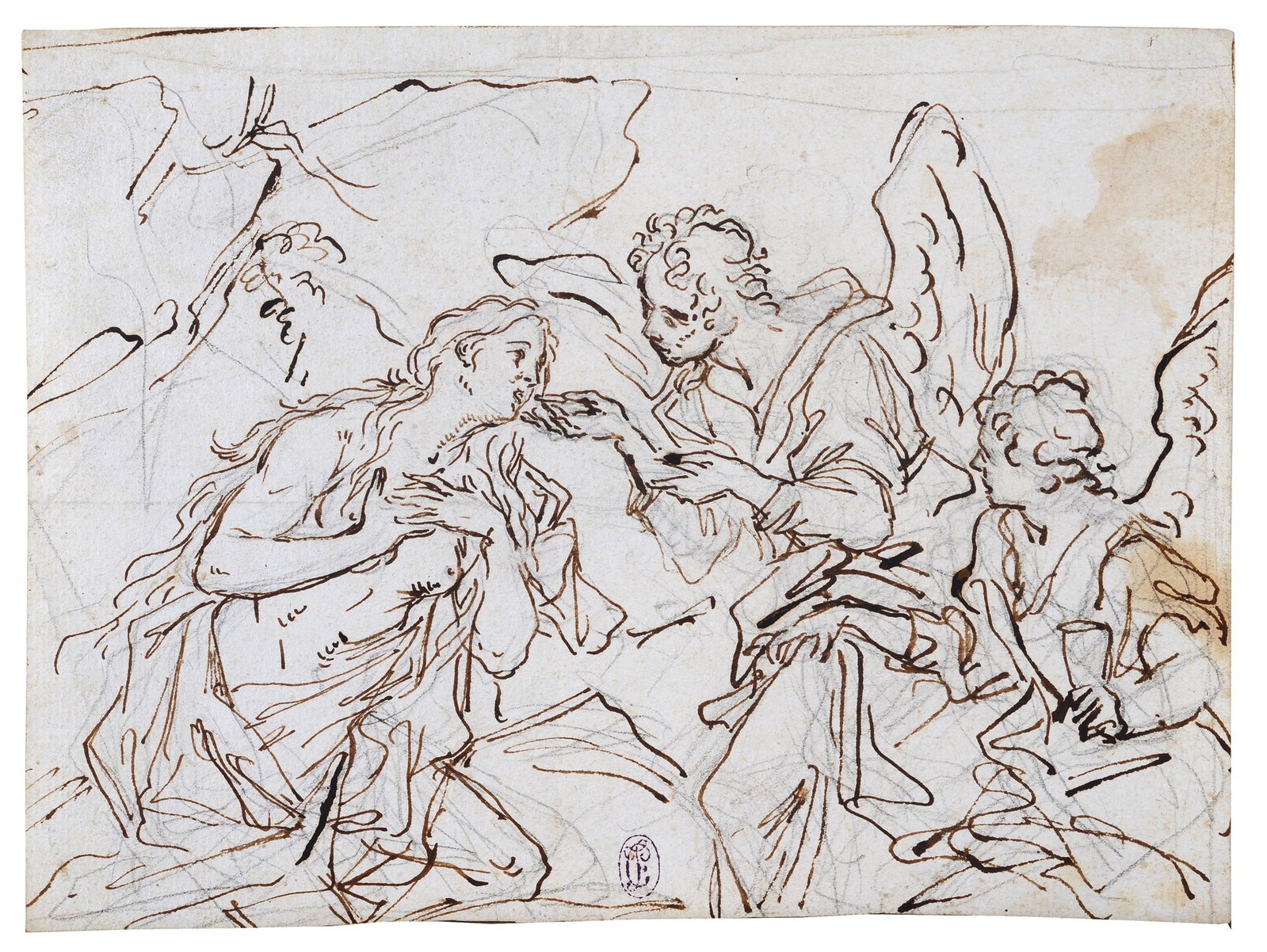 Scuola Napoletana, XVII sec. - Comunione della Maddalena (fronte); Torso (retro) (1 of 2)