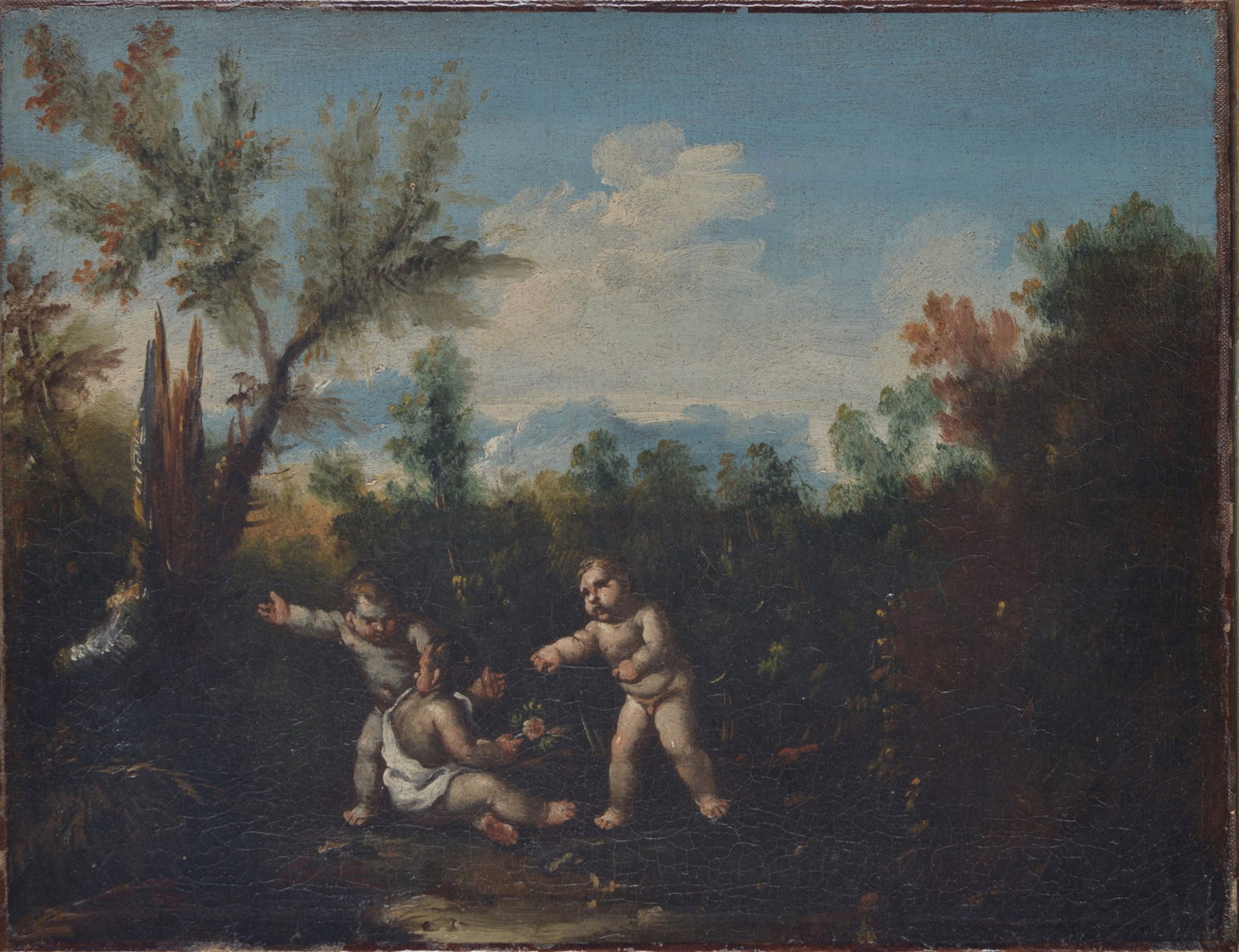 Attr. a Antonio Francesco Peruzzini (Ancona, 1643 - Milano, 1724) - Giochi di Putti: Olio su tela, cm. 32x42.