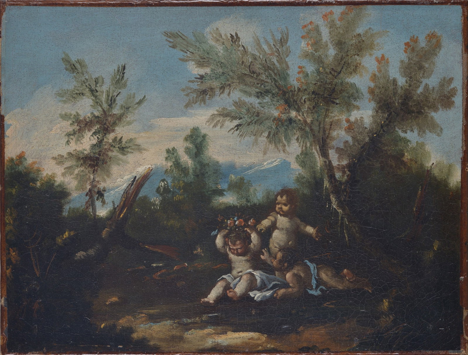 Attr. a Antonio Francesco Peruzzini (Ancona, 1643 - Milano, 1724) - Giochi di Putti: Olio su tela, cm. 32x42.