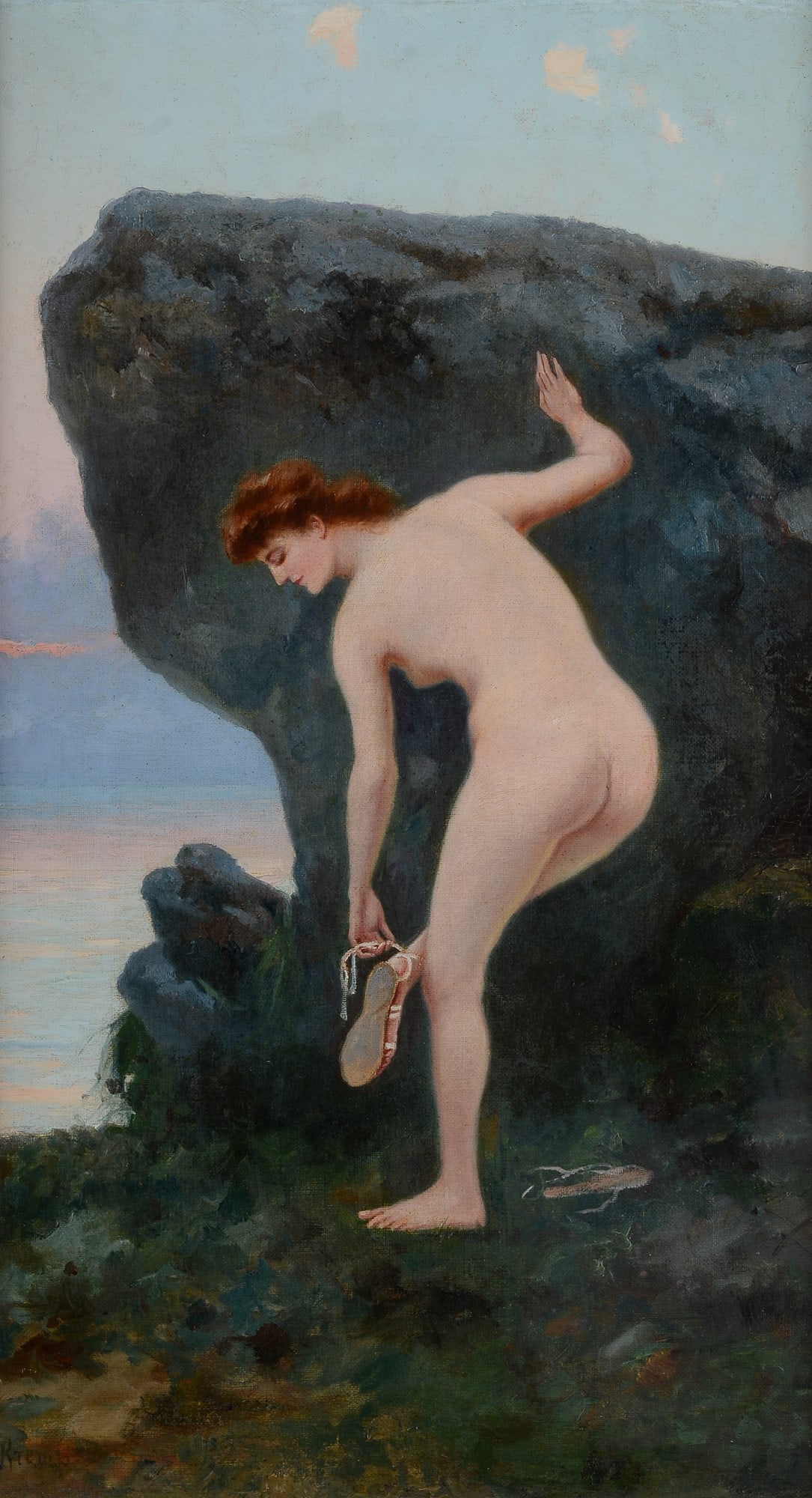 Erminio Kremp (1860 - 1936) - Nudo femminile al bagno (1 of 3)