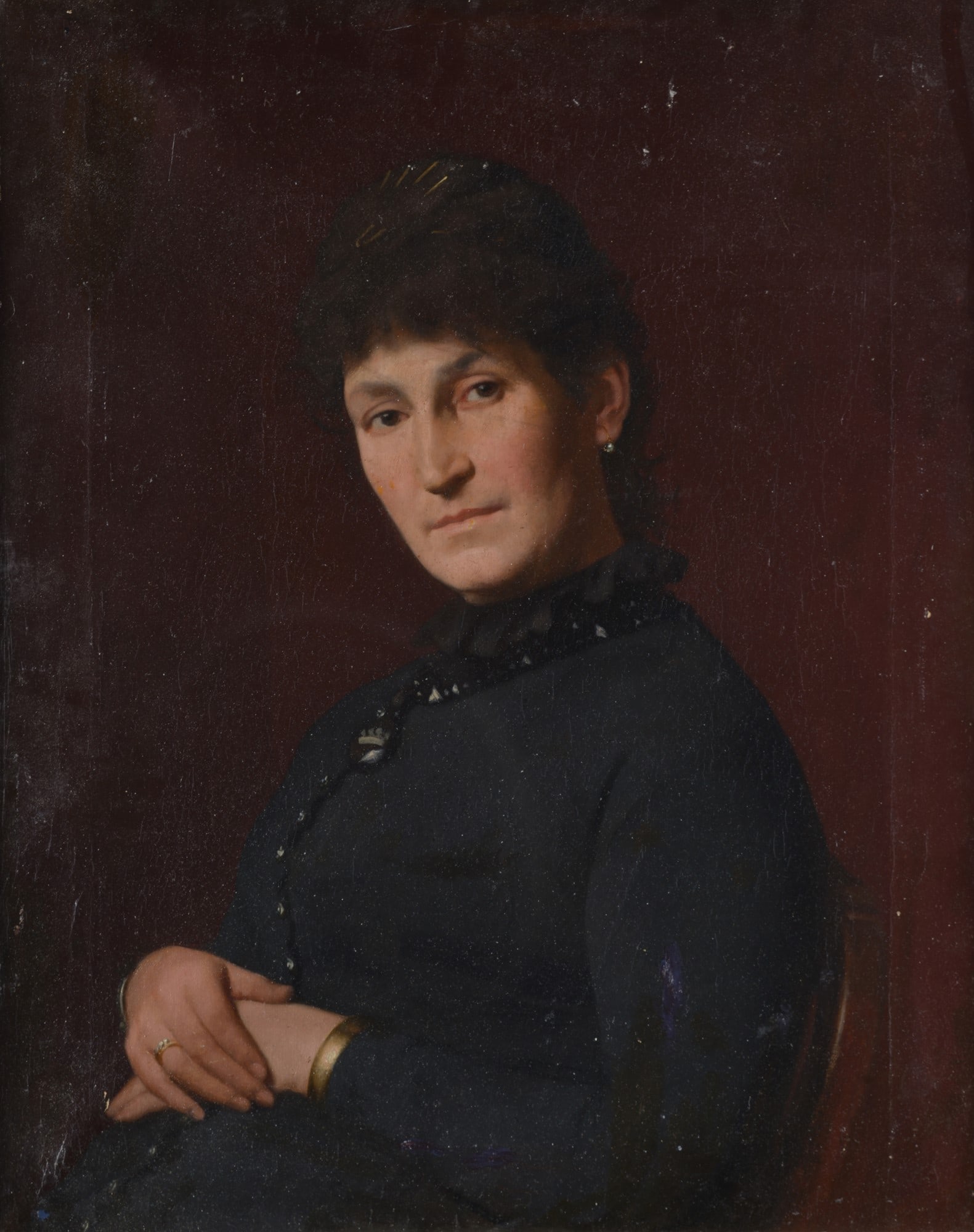 Anonimo, XIX sec. - Ritratto di signora: Olio su tela, cm. 78x62,5.