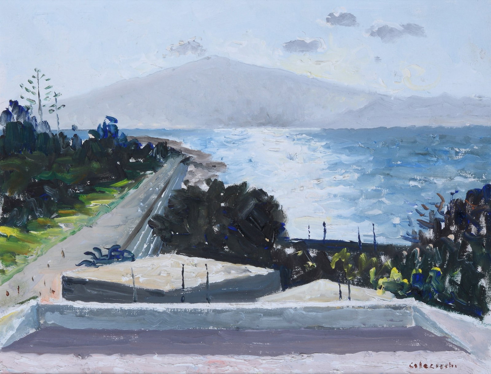 Giovanni Colacicchi (Anagni, 1900 - Firenze, 1992) - L'Etna da Reggio Calabria, 1968 (1 of 3)