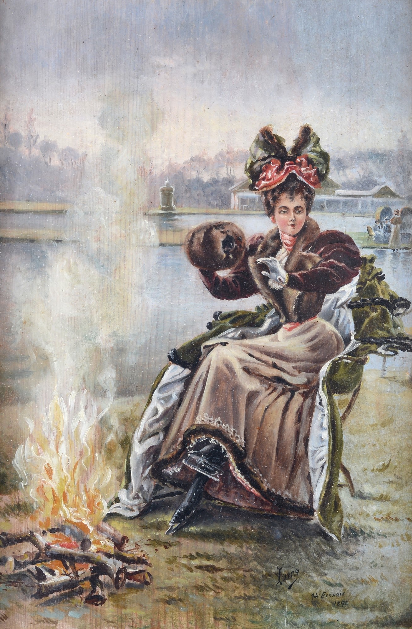 Anonimo, XIX sec. - Signora seduta accanto al fuoco, 1846 (1 of 3)