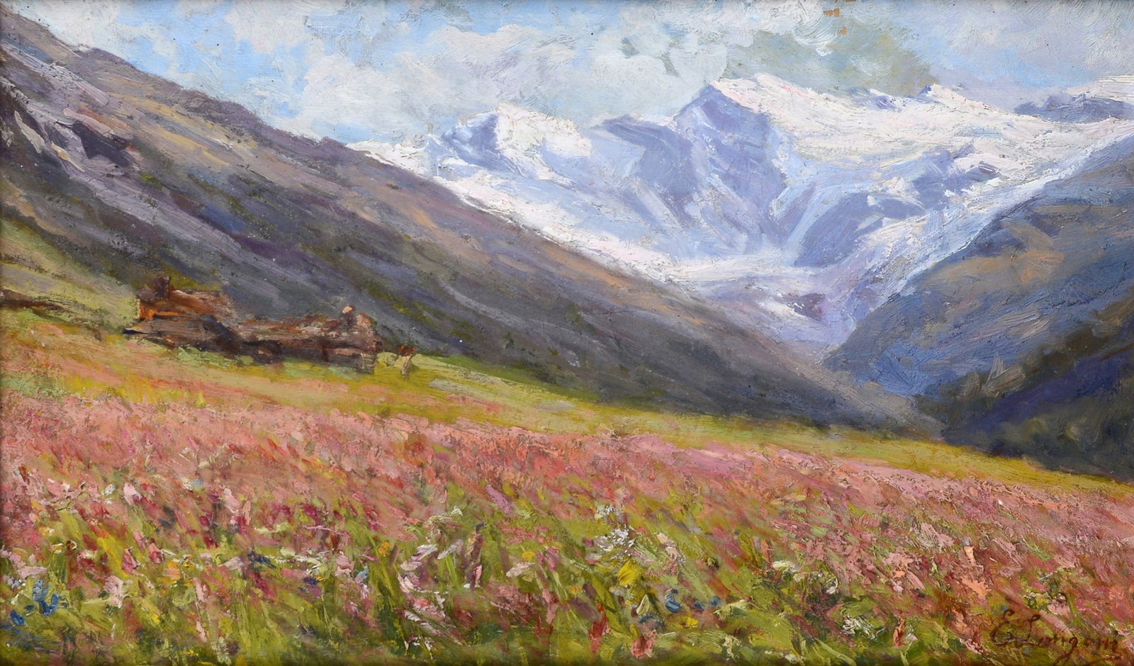 Emilio Longoni (Barlassina, 1859 - Milano, 1932) - Paesaggio, 1915 (1 of 3)
