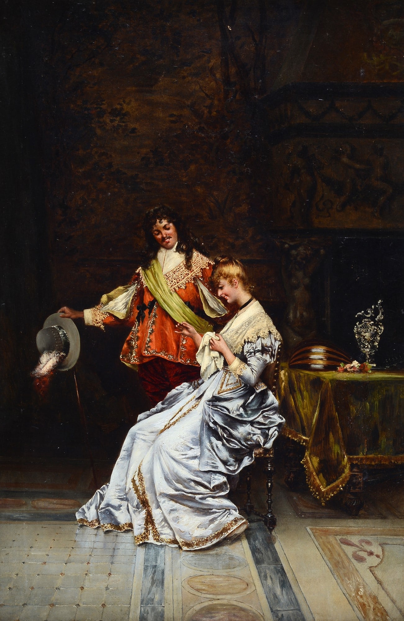 Francesco Vinea (Forli', 1845 - Firenze, 1902) - Scena galante (1 of 3)