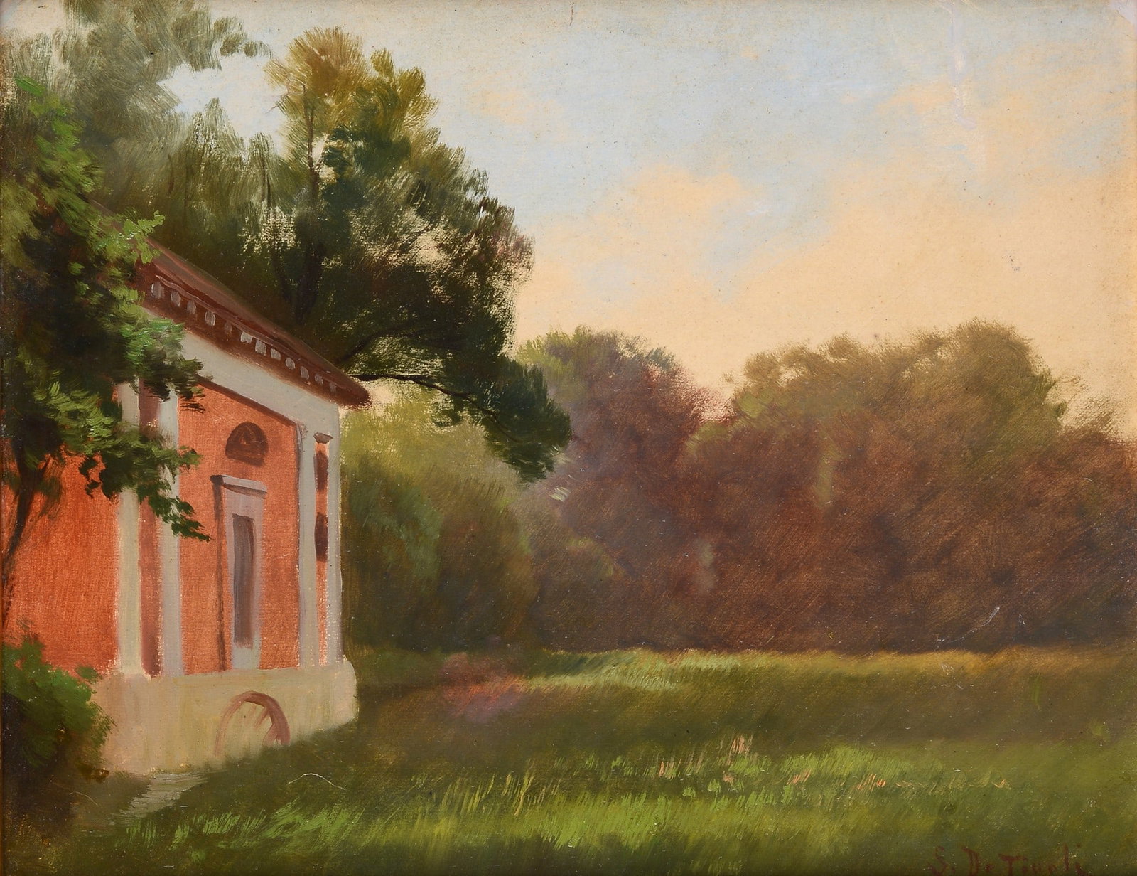 Serafino De Tivoli (Livorno, 1826 - Firenze, 1892) - Paesaggio con casa rossa (1 of 3)