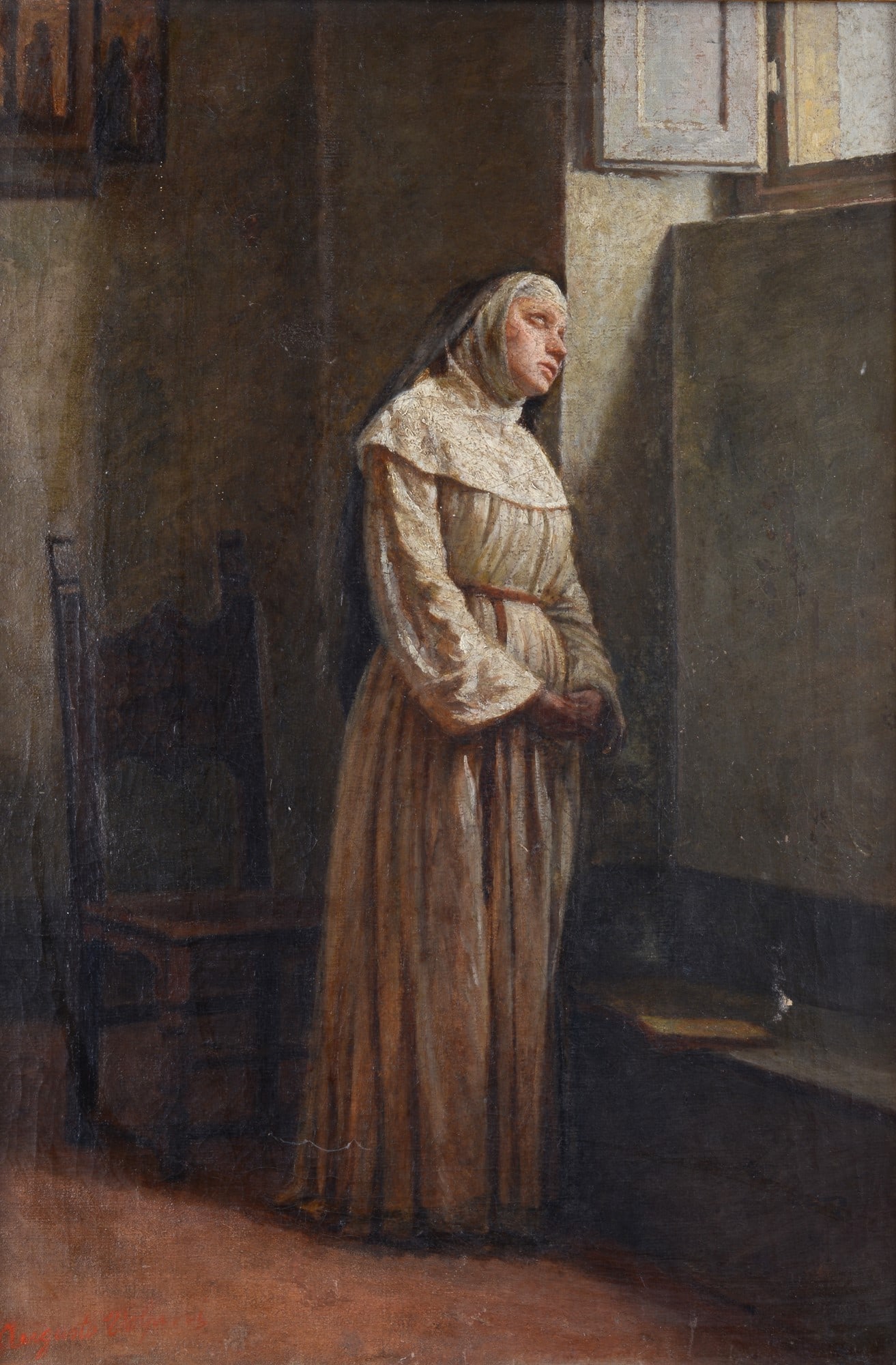 Augusto Volpini (Livorno, 1832 - 1911) - Suora in meditazione (1 of 3)