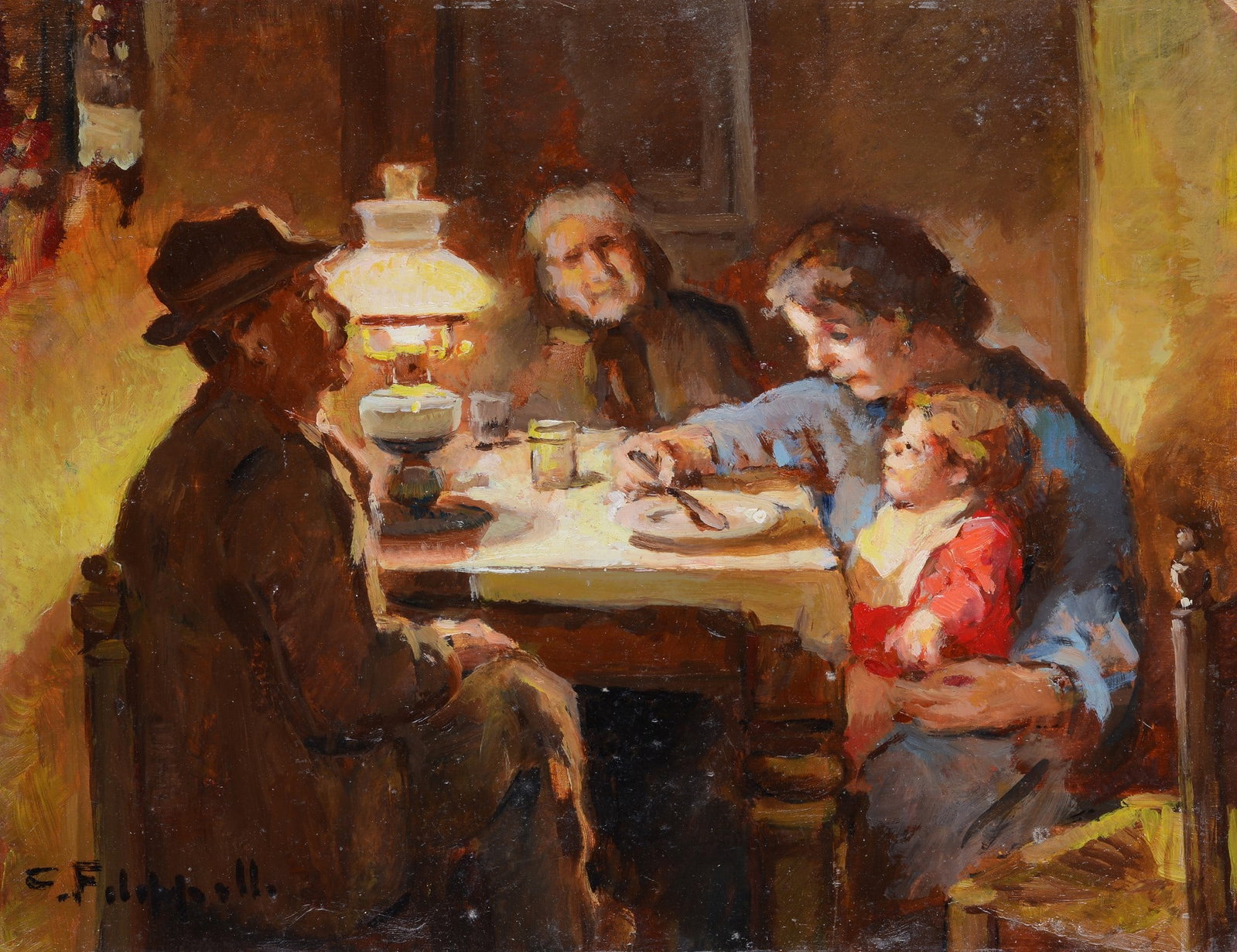Cafiero Filippelli (Livorno, 1889 - 1973) - Prima di cena (1 of 3)