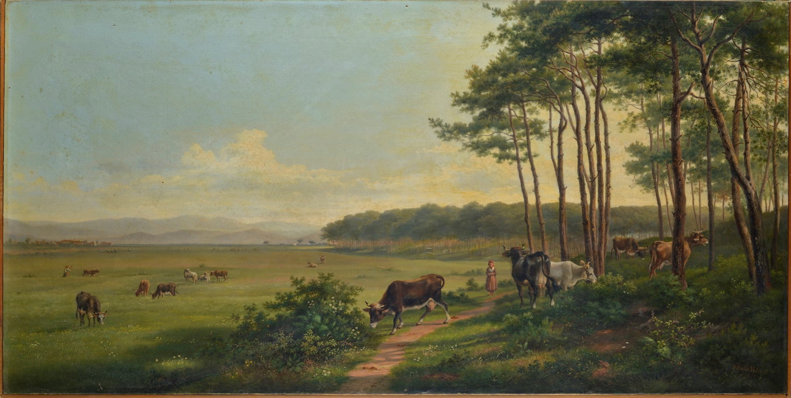 Pietro Della Valle (Livorno, 1819 - Firenze, 1880) - Mucche al pascolo, 1870 (1 of 2)