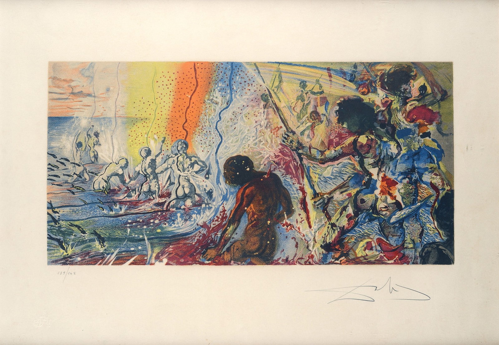 Salvador Dal? (Figueras, 1904 - 1989) - Le p?sche au thon, 1971-1972: Litografia, mm. 300 x 600 su carta Arches mm. 533 x 760; es. 139/145. Firma in basso a destra; tiratura in basso a sinistra. Timbro a secco in basso a sinistra.Pubblicazioni: 1995,?R. Michler, Dal? Ca