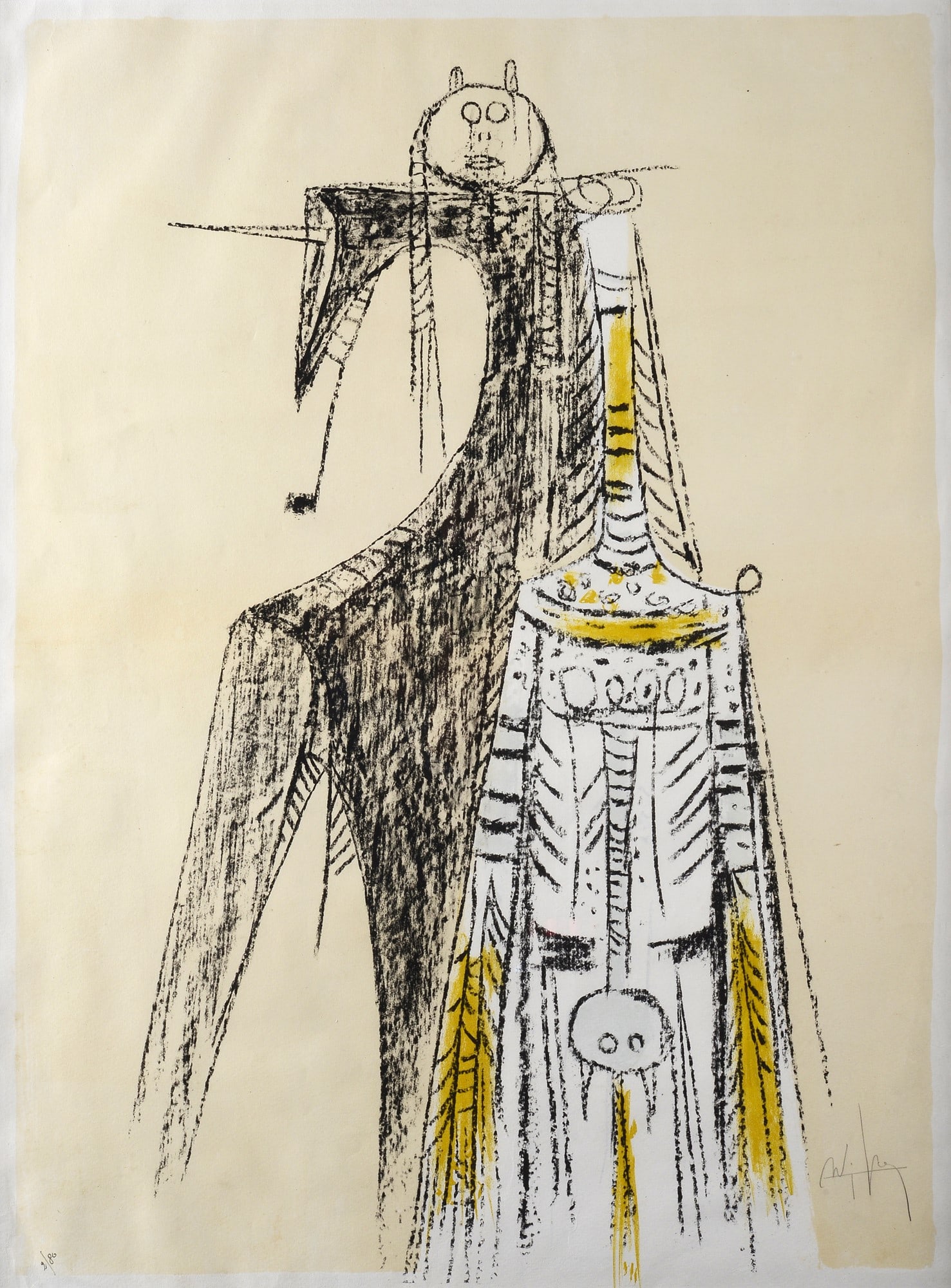 Wifredo Lam (Sagua La Grande, 1902 - Parigi, 1982) - Totem, 1960 (1 of 2)