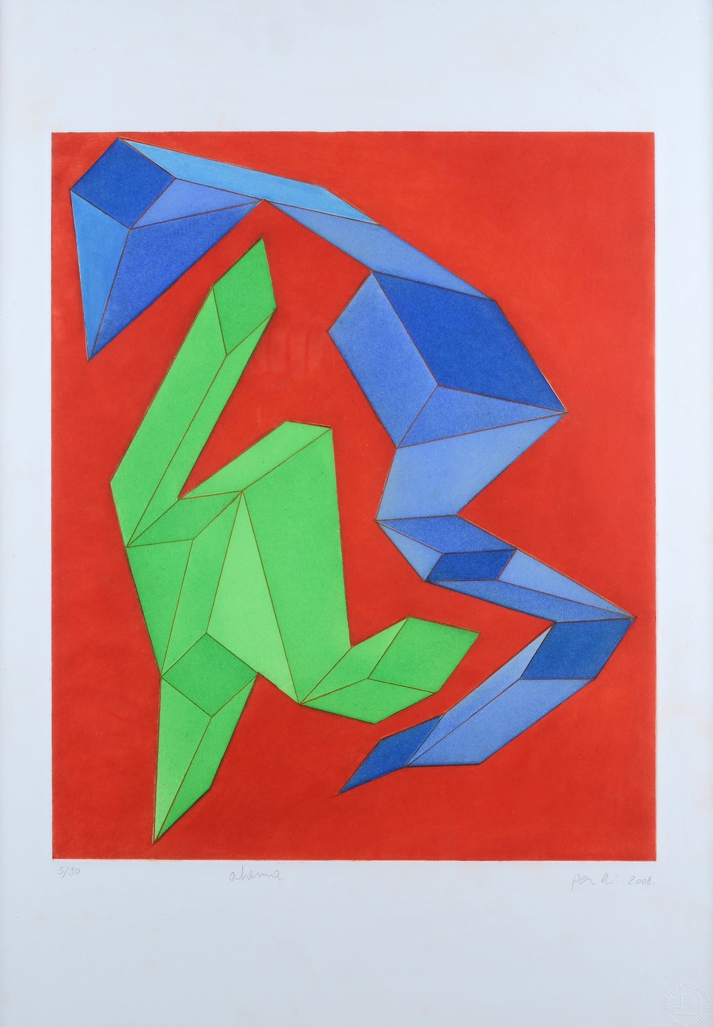 Achille Perilli (Roma, 1927 - 2021) - Senza titolo, 2008: Litografia, cm. 70,5x50; es. 5/90. Firma in basso a destra; tiratura in basso a sinistra.