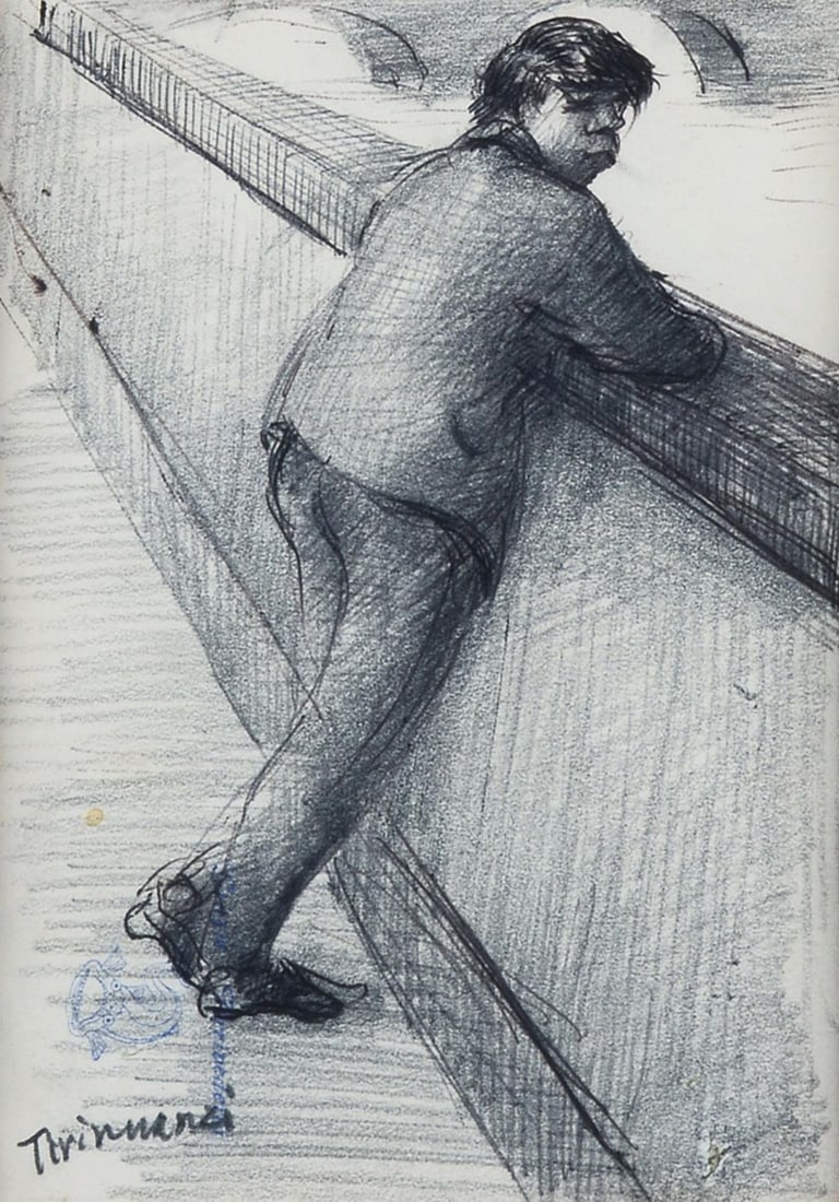 Nino Tirinnanzi (Greve in Chianti, 1923 - 2002) - Uomo lungo il fiume (1 of 2)