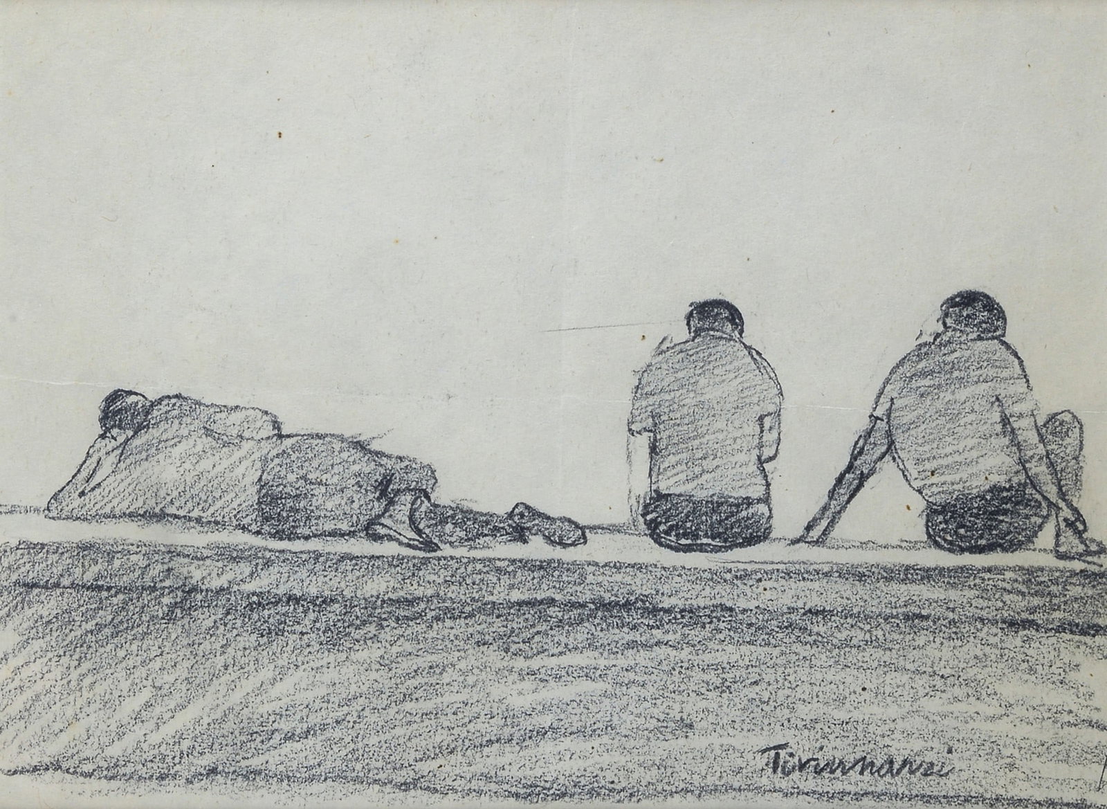 Nino Tirinnanzi (Greve in Chianti, 1923 - 2002) - Ragazzi sul muretto (1 of 2)