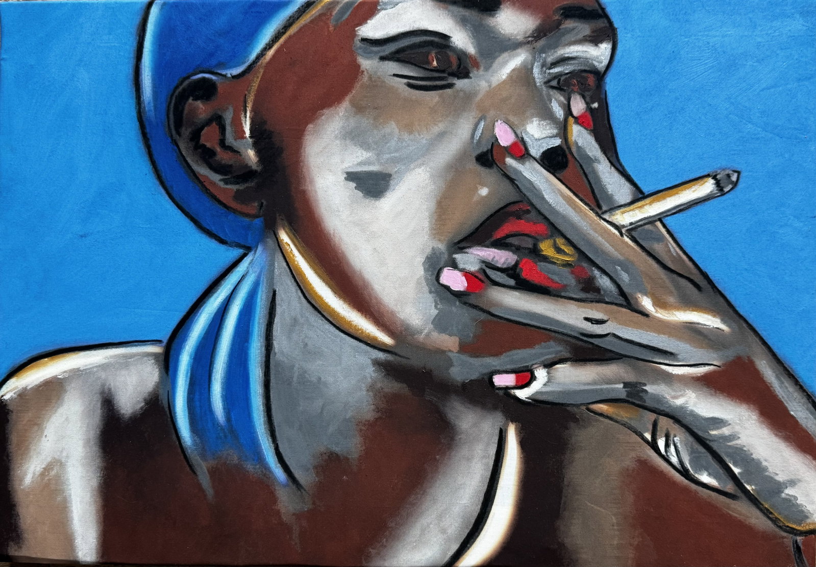 Frank Denota (New York, 1966) - Smoker: Olio su tela, cm. 35x50. Firmato nel retro: Frank Denota. Pubblicato a pagina 108 del catalogo "Anthology 2015-2025" edizioni Dog Print, New York.