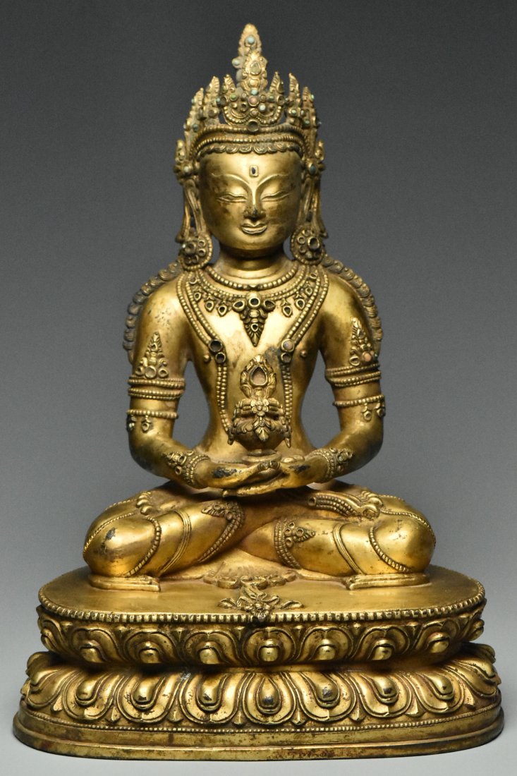MING DYNASTY GILT BRONZE FIGURE OF BUDDHA 15TH C (1 of 10)