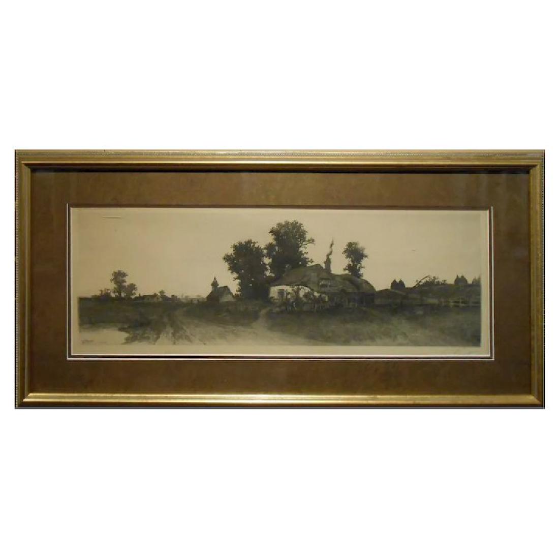 Antique E.C.Rost Country Cottage Etching (1 of 9)
