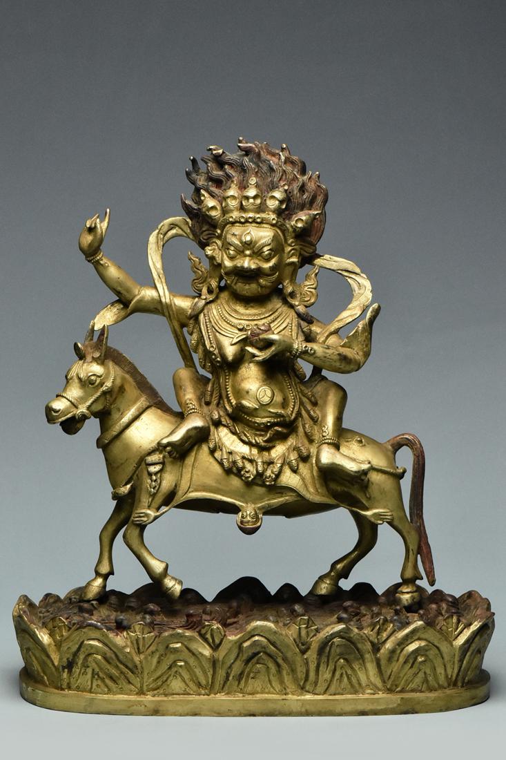 A QING GILT BRONZE FIGURE OF MAHAKALA 18TH C (1 of 20)