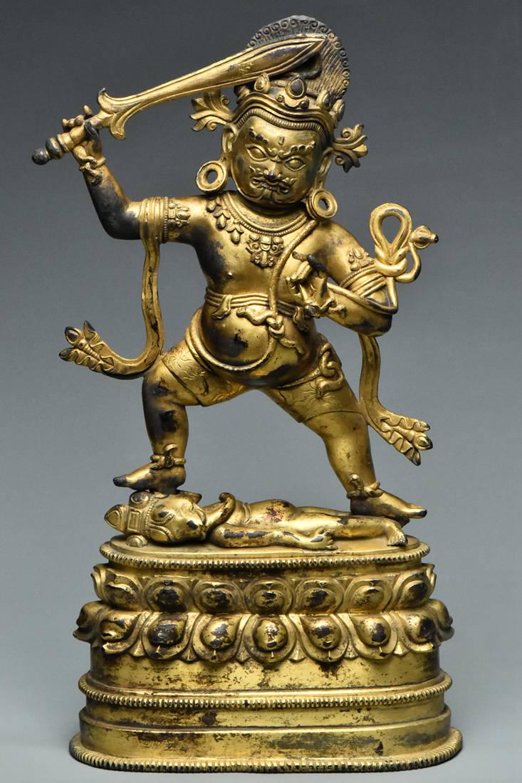 A EARLY MING DYNASTY GILT BRONZE MAHAKALA (1 of 18)