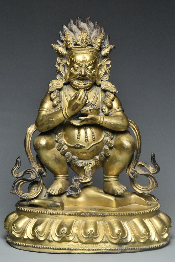 INSCRIBED MING DYNASTY GILT BRONZE MAHAKALA (1 of 11)