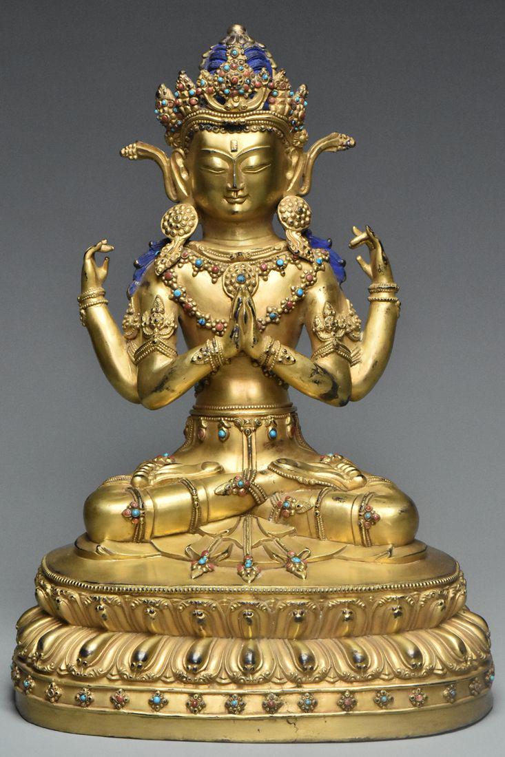 A MING GILT BRONZE SADAKSHARI AVALOKITESHVARA (1 of 11)