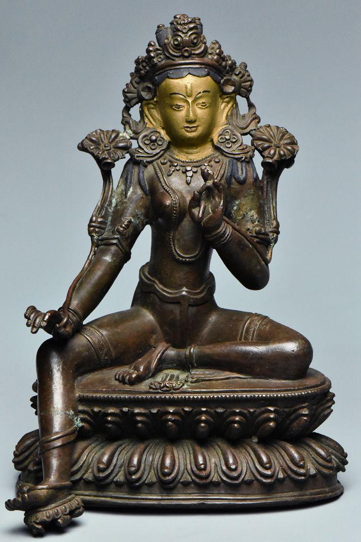 A SINO-TIBETAN BRONZE FIGURE OF GREEN TARA (1 of 14)