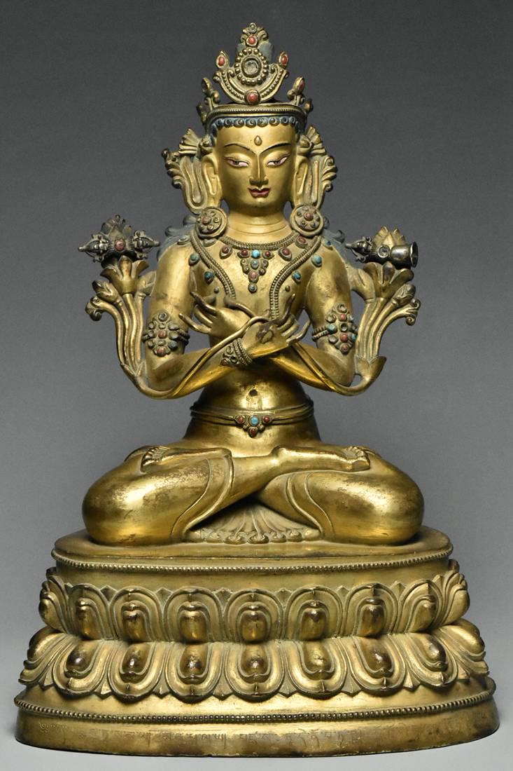 INSCRIBED MING GILT BRONZE VAJRADHARA 15TH C (1 of 20)