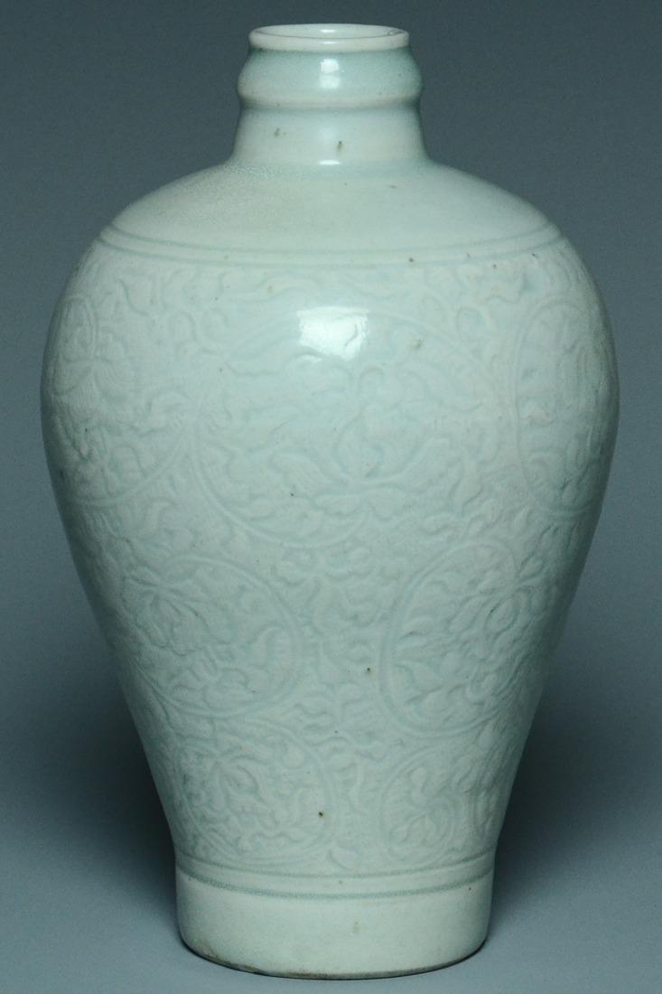 A SONG DYNASTY CARVED QINGBAI MEIPING VASE (1 of 10)