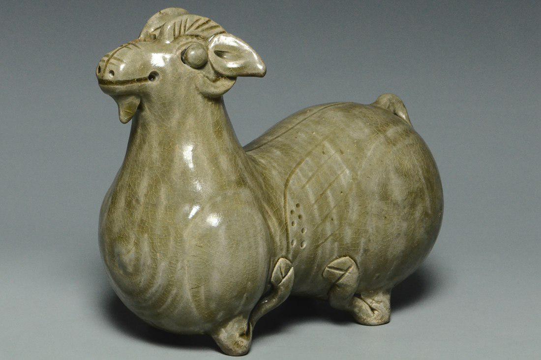 A WESTERN JIN DYNASTY YUE CELADON GLAZED RAM (1 of 10)