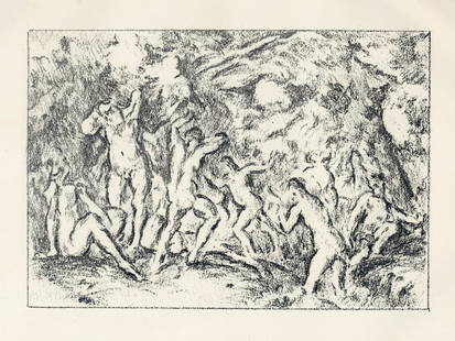 Ker Xavier Roussel original lithograph "The Bathers": Medium: original lithograph. Catalogue reference: Salomon 27. This lithograph was executed by K X Roussel in homage to Paul Cezanne, and published in Paris in 1914 by Bernheim-Jeune for the rare volum