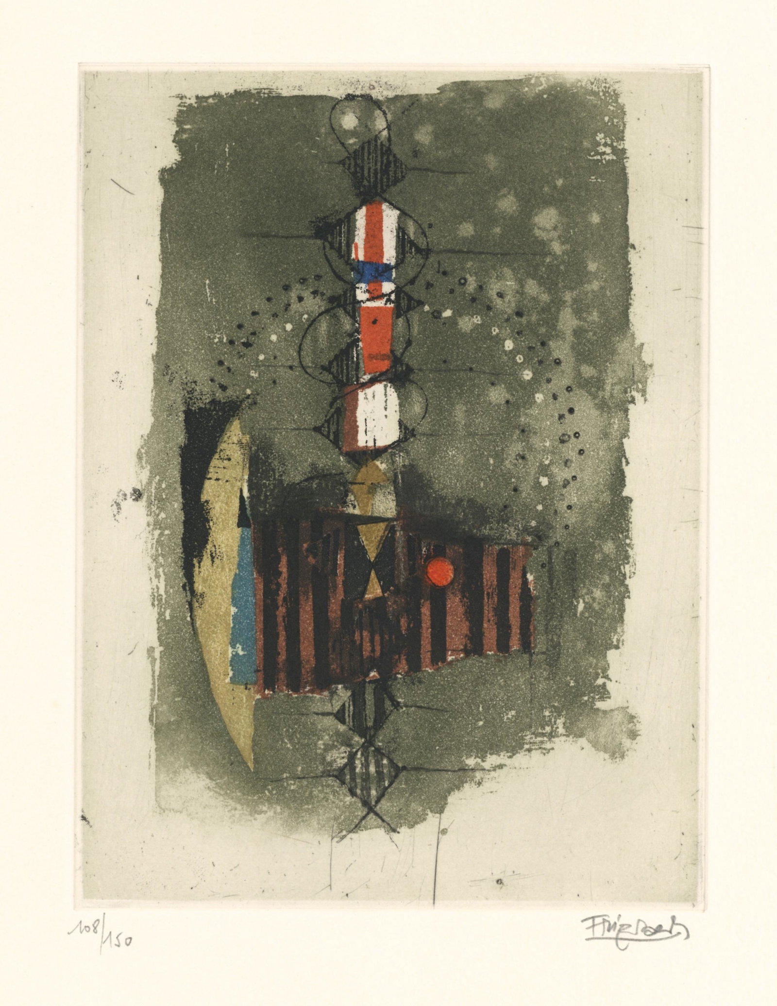 Johnny Friedlaender signed original etching (1 of 2)