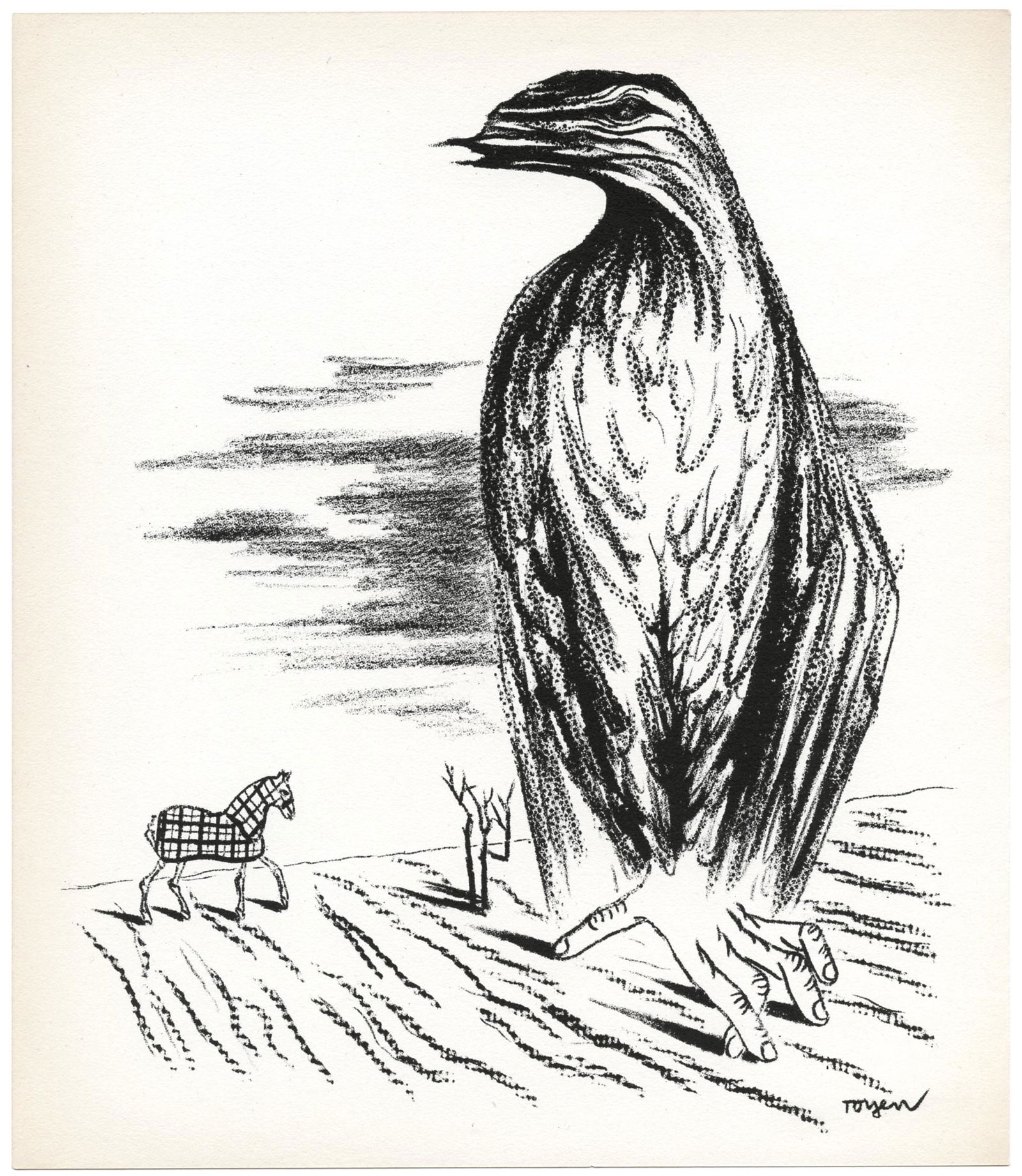 Maria Cerminova Toyen original lithograph: Medium: original lithograph. Printed in Paris by Mourlot and published by Pierre à Feu and Maeght Editeur for the Marcel Duchamp / André Breton project Surréalisme en 1947. Issued in a limited edit