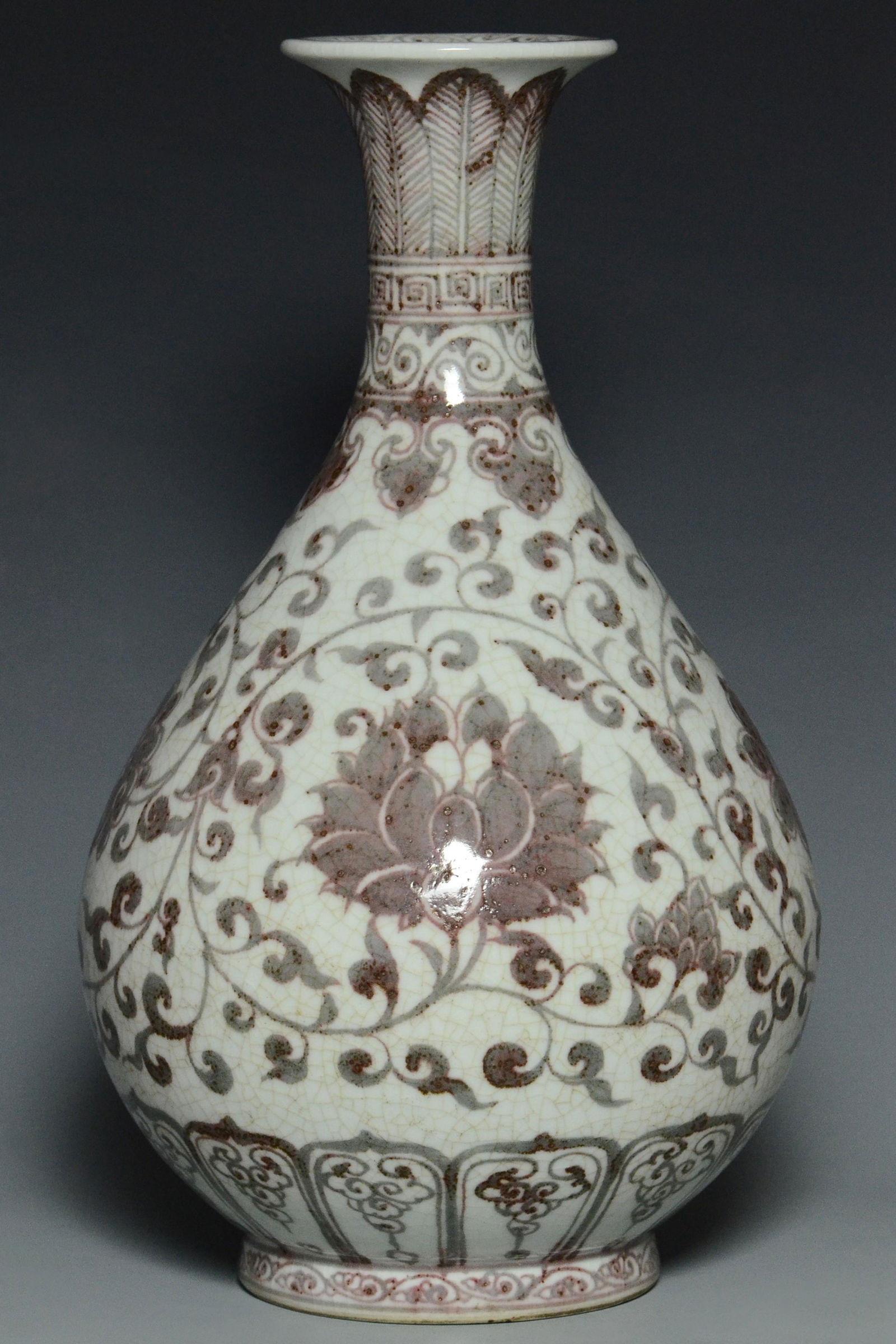 A MING DYNASTY UNDERGLAZE-RED VASE HONGWU PERIOD (1 of 13)