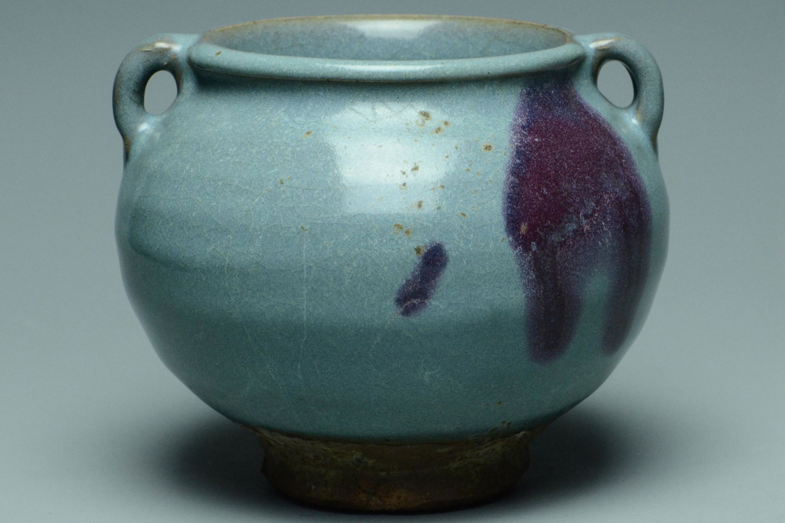 JIN DYNASTY PURPLE SPLASHED JUN TWIN HANDLED JAR (1 of 10)