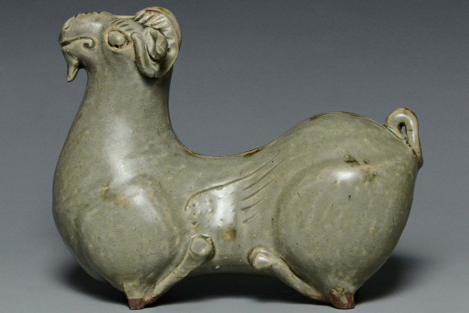 A WESTERN JIN DYNASTY YUE CELADON GLAZED RAM (1 of 17)