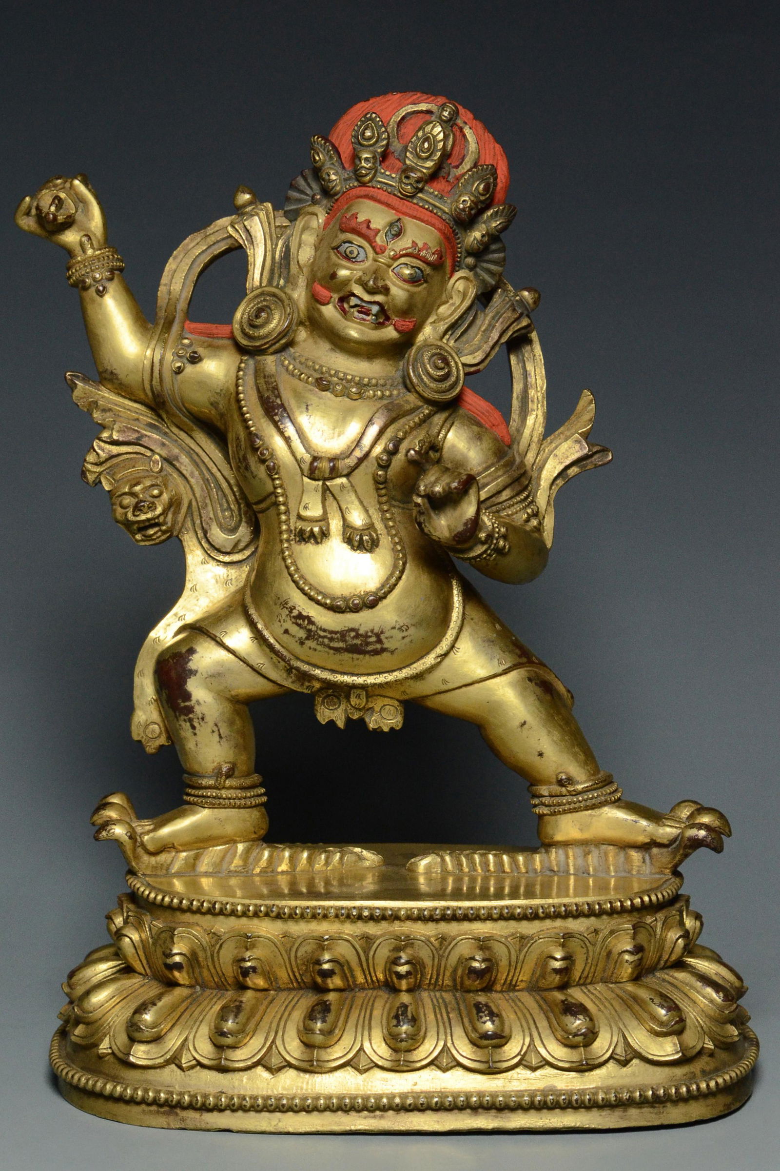 A QING DYNASTY GILT BRONZE FIGURE OF MAHAKALA (1 of 12)