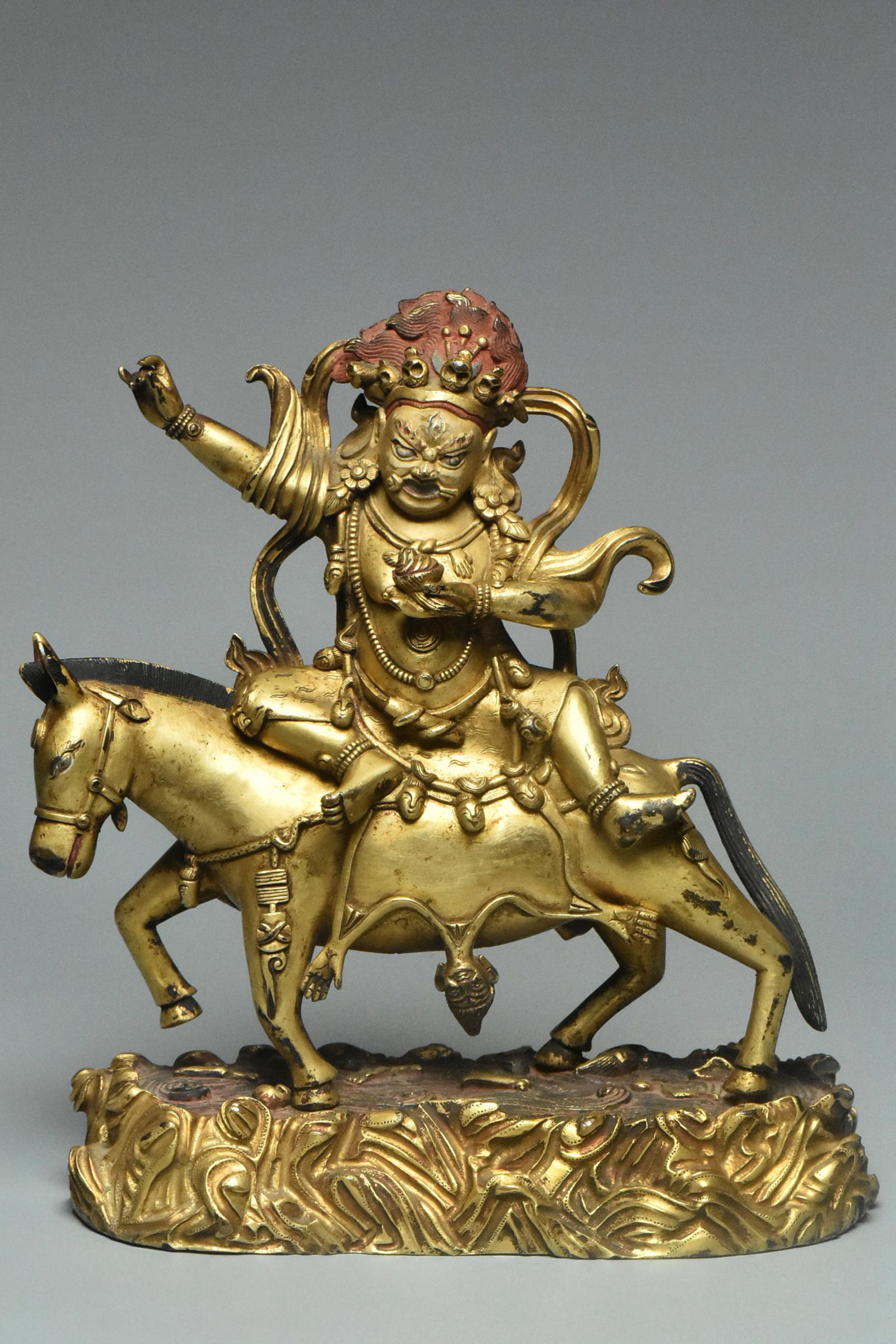 A QING DYNASTY GILT BRONZE FIGURE OF PALDEN LHAMO (1 of 14)