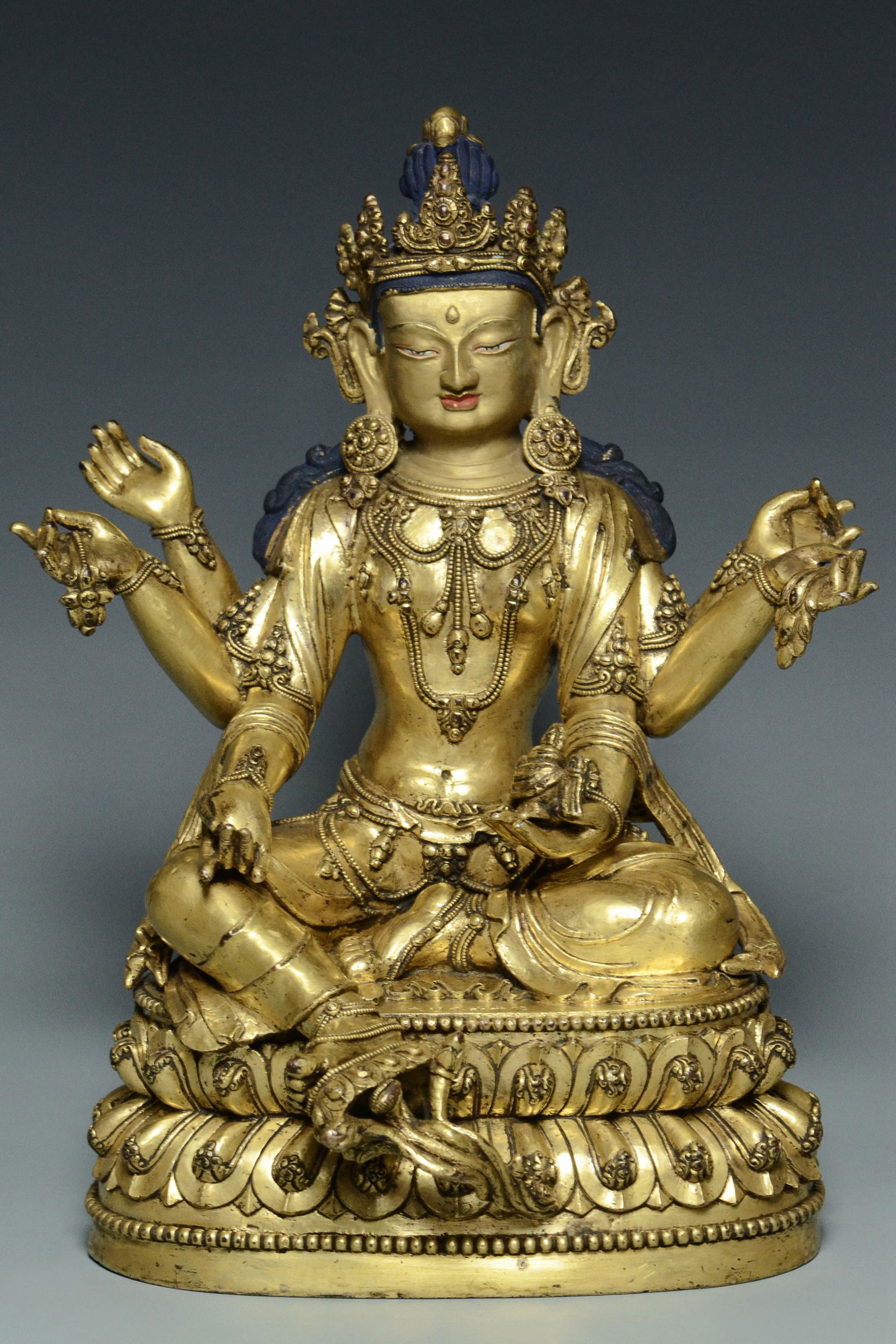 A GILT BRONZE BUDDHA YONGLE MARK AND PERIOD (1 of 13)