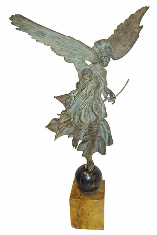 Mid 19th C. patinaed bronze figure Winged Victory