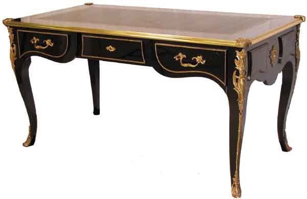 Ca. 1900 lacquered & bz, mtd. French bureau plat