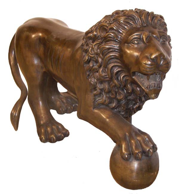 Mid 20th C. standing bronze lion