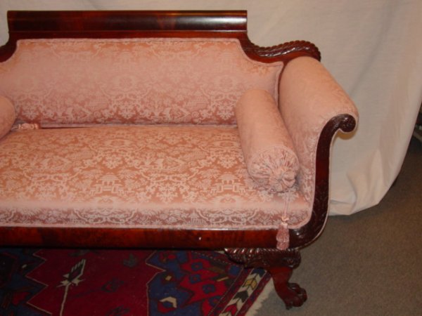 AMERICAN CLASSICAL STYLE 19 C MAHOGANY SETTEE - 2